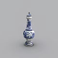 Blue and White Ceramic Vase with Traditional Dragon Pattern and Decorative Design