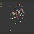 Pink Colored Confetti Pieces Floating Scattered On Dark Black Background 3d model
