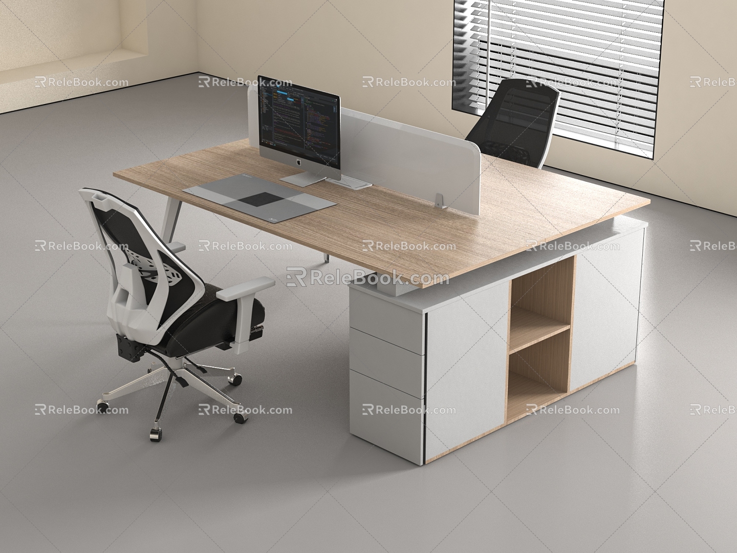 Modern Office Desk and Chair Staff Station Computer Desk and Chair 3d model