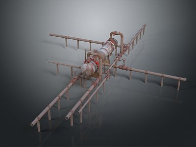 Industrial LOFT water pipe valve iron pipe 3d model