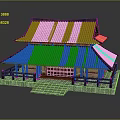 Traditional Ancient Building With Double Eaves Tile Roof Red Pillars And Stone Steps