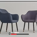 Modern Blue and Purple Upholstered Dining Chairs with Armrest Black Legs Golden Accents