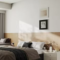 Modern Minimalist Double Bed Bedroom With Glass Partition Separated Private Home Gaming Work Space