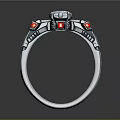 Decorative Ring With Silver Band Blue And Red Gemstones Elegant Design For Daily Wear