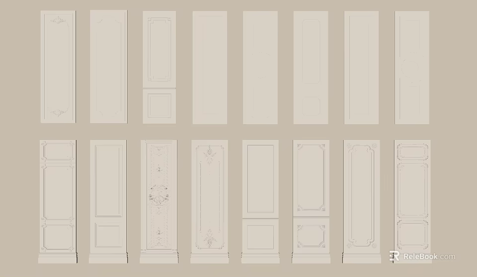 Various Decorative Wall Panels With Intricate Patterns And Classic Designs For Interior 3d model