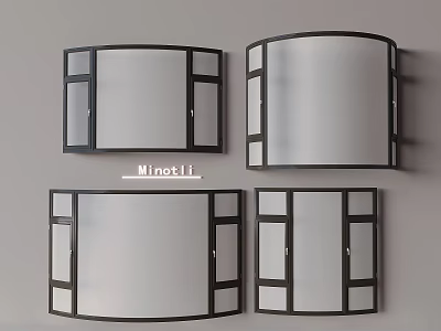 Casement Windows Modern Design With Black Frame Transparent Glass And Various Styles 3d model