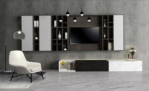 Modern TV Background Cabinet Decorative Cabinet Background Wall TV Cabinet 3d model