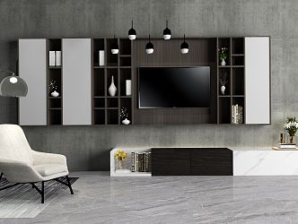 Modern TV Background Cabinet Decorative Cabinet Background Wall TV Cabinet 3d model