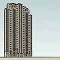 High Rise Building Exterior Design With Modern Classical Facade And Decorative Top 3d model
