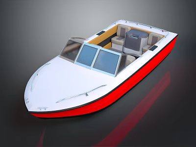 Modern White Red Yacht Design With Cockpit Windows And Seating 3d model