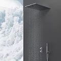 Modern Wall Mounted Shower Head With Smooth Water Flow And Snowy Mountain Forest View