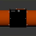 Vibrating Motor With Orange Cylindrical Housing Black Central Section And Metal Bolts For Industrial Machinery