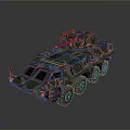 Military Camouflage Tank With Turret And Wheels In Side View Design
