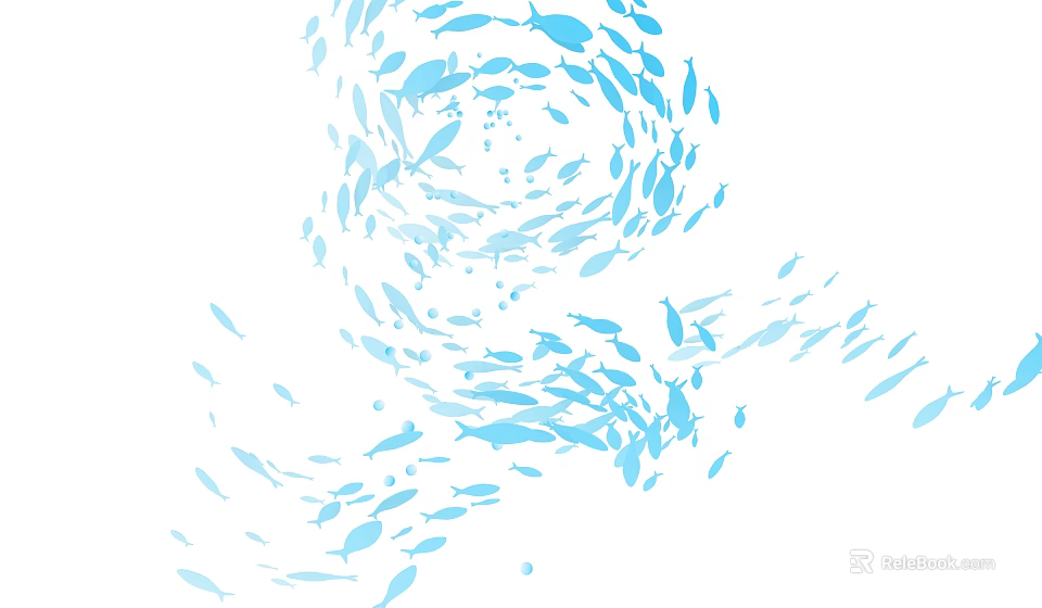 Light Blue Fish School Swirling Pattern Creative Photo Check in Spot 3d model