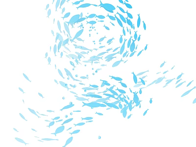 Light Blue Fish School Swirling Pattern Creative Photo Check in Spot 3d model