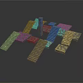 Staircase And Platform Construction Components With Concrete Steps And Square Blocks
