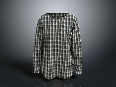Comfortable Casual Long Sleeve Shirt With Classic Plaid Pattern For Daily Wear 3d model