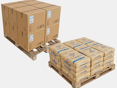 Stacked Cardboard Boxes On Wooden Pallets For Shipping And Storage 3d model