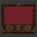 Vintage Wooden Carved Jewelry Box With Red Interior And Gold Accents