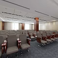 Spacious Conference Room Interior Design With Brown Chairs And Large Screen 3d model