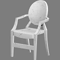Minimalist White Dining Chair With Round Backrest Armrests And Wooden Sleek Legs