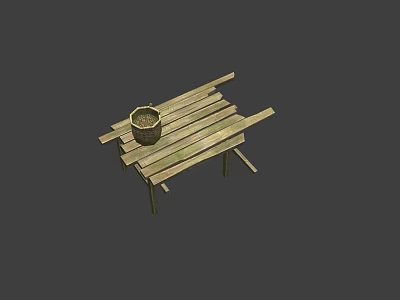 Decorative Ornament Combination With Wooden Shelf Rustic Pot And Simple Design Elements 3d model