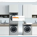 White Modern Bathroom Cabinet With Stackable Washing Machines Storage Countertop And Toiletries