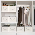 Gray Storage Baskets With Rope Handles In Closet For Organizing Hanging Clothes And Shelves