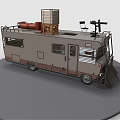 Camper Van With Gray Brown Exterior Rooftop Storage Rack Water Tank And Equipment