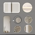 Various Decorative Mirrors In Different Shapes With Modern Frames For Home Interior 3d model