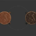 Pair of Wooden Stools With Carved Round Top And Four Legs Design