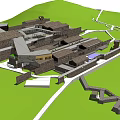 Museum Building Architectural Layout With Traditional Roofs Connected Structures And Courtyard Paths 3d model