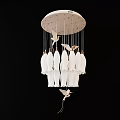 Elegant Modern White Petal Shaped Chandelier With Gold Metal Decor And Multi layered Design