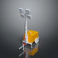 Portable Mobile Lighting Tower With Yellow Base And Four Light Panels 3d model