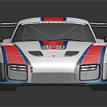 White Race Car With Red Blue Stripes ROTA X Logo 01 Rear Wing Red Wheels