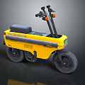 Yellow Three Wheeled Motorcycle With Black Seat And Orange Handlebar Lights