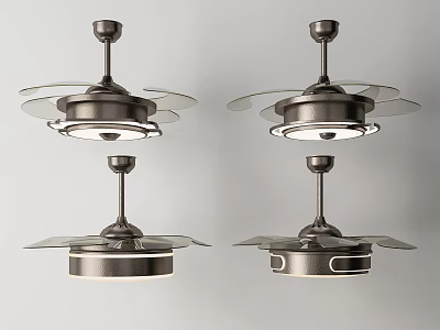 Modern Ceiling Mounted Air Cooler Fans With Metal Finish And Integrated Light 3d model