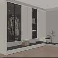 Modern White Wardrobe With Glass Doors Hanging Rods And Storage Shelves