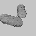 Blue Sports Car and White Police Car with Red and Blue Lights and Futuristic Design