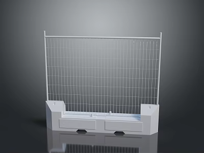 White Metal Mesh Fence Structure With Concrete Base And Stable Design 3d model