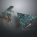 Modern Coffee Tables With Green Marble Veined Tops And Metallic Bases