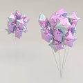 Star Shaped Inflatable Decorations with Pink Purple Green Gradient Metallic Luster Supported by Thin Rods