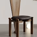 Modern Wooden Dining Chairs With Black Seats And Stone Textured Wall