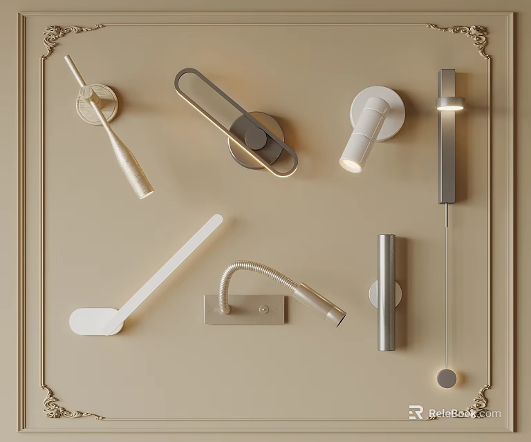 Modern Wall Lamps With Different Contemporary Styles White Silver Metal For Home Interior Lighting 3d model 