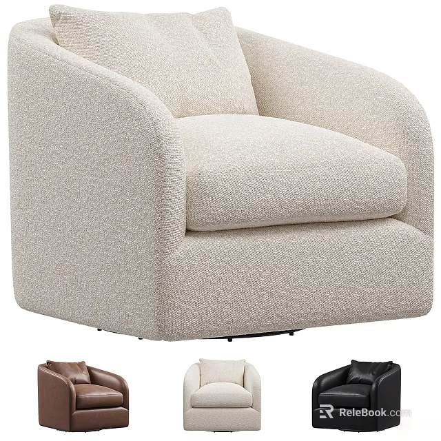 Modern Curved Cozy Sofa Stool With Soft Fabric And Multiple Color Options 3d model 