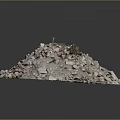 Large Construction Waste Pile With Crushed Stones Bricks Concrete Blocks And Debris