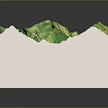 3D Mountain Landscape Model Featuring Green Hills Rolling Contours and River Path on White Base 3d model