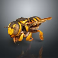 Yellow And Black Striped Insect Close Up View With Detailed Body Structure And Wings