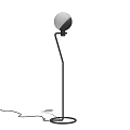 Modern Floor Lamp With Slim Black Pole Round Shade And Round Base Design