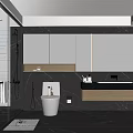 Modern Bathroom Interior With Wall Mirror Wall Mounted Vanity And Glass Shower Enclosure